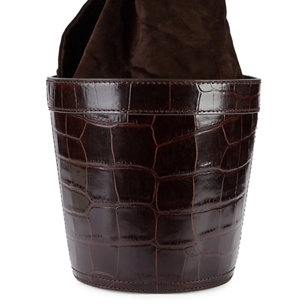 STAUD Britt Croc-Embossed Leather Bucket Bag - Picture 4 of 13